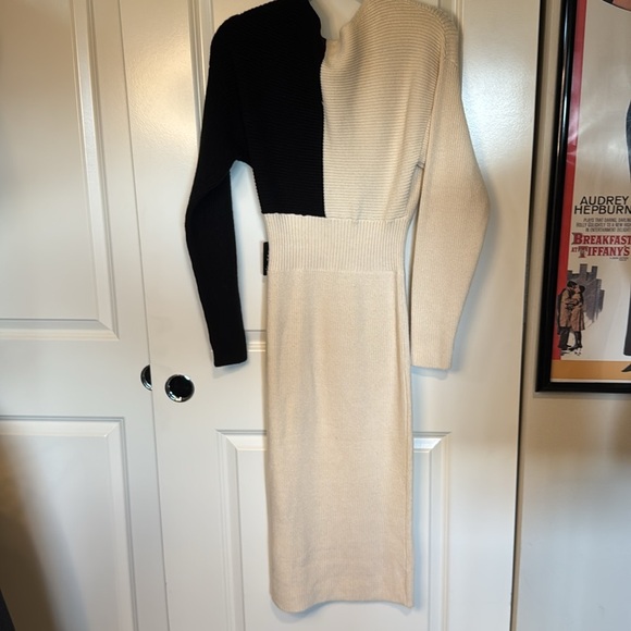 Express Black and Cream Midi Dress EUC - Picture 10 of 12